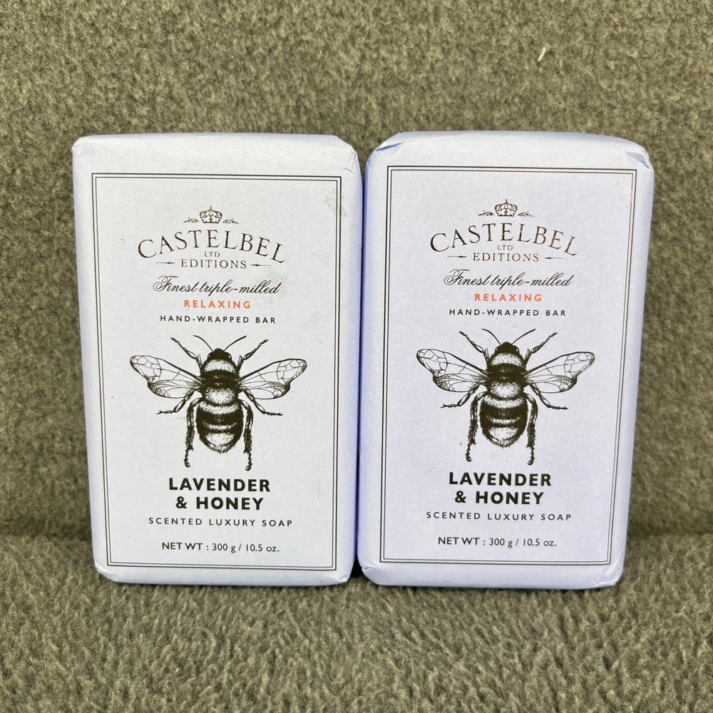 Castelbel Editions Lavender & Honey Soap Set 2x 10.5oz Bars Purple Bee Portugal